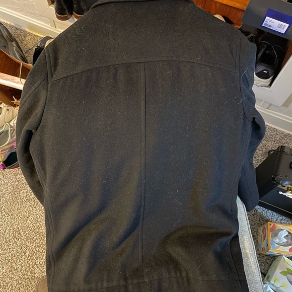 Men's Black Wool Coat - Picture 3 of 5